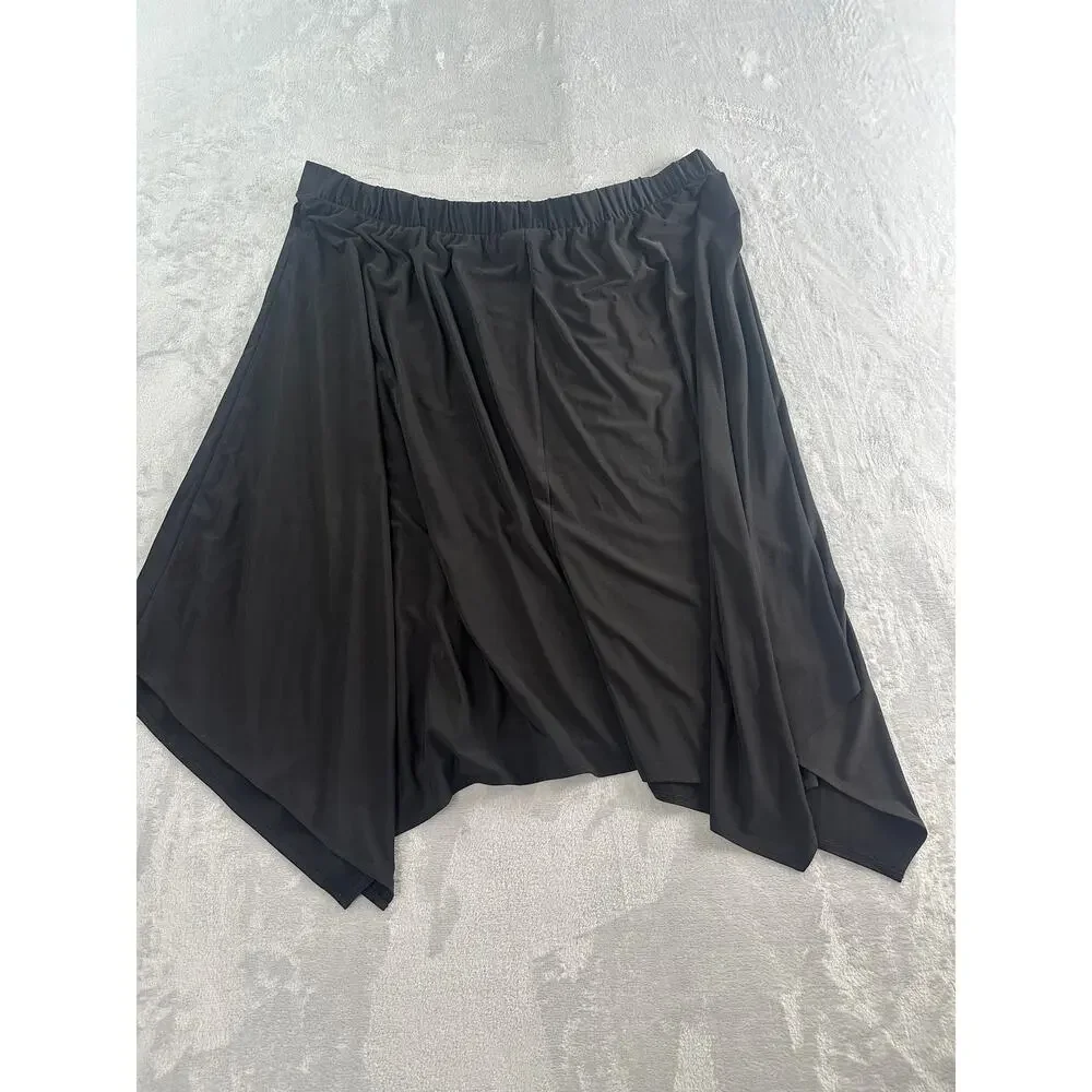 Lane Bryant Black Sharkbite Hem Skirt | Flowy Pull-On Midi | Size 22/24